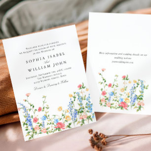 Watercolor Meadow Wildflower Bohemian Wedding Invitation