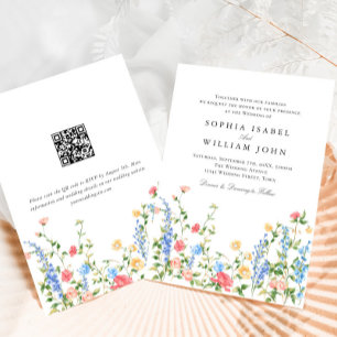 Watercolor Meadow Wildflower Bohemian Wedding Invitation