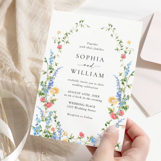 Watercolor Meadow Wildflower Bohemian Wedding Invitation (Creator Uploaded)