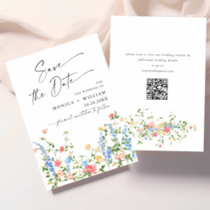 Watercolor Meadow Wildflower Bohemian Wedding Save The Date