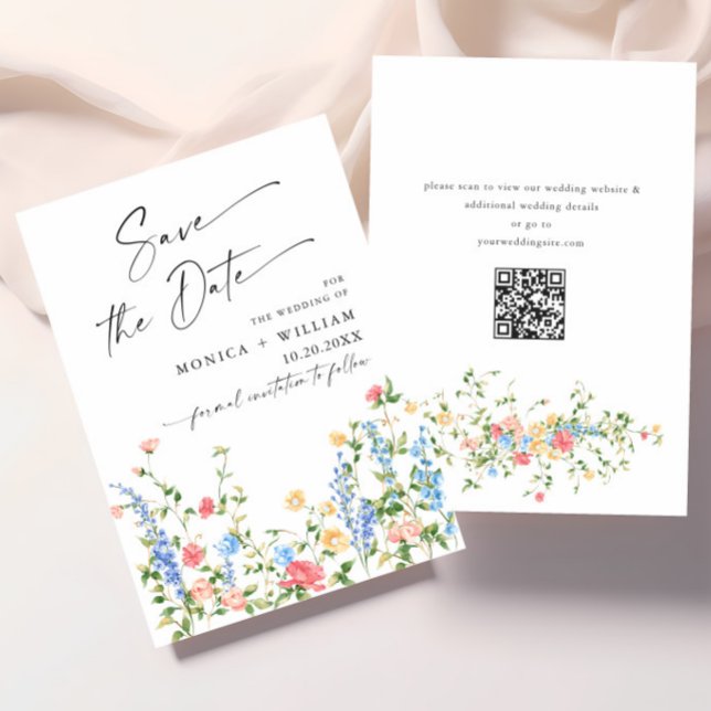 Watercolor Meadow Wildflower Bohemian Wedding Save The Date (Creator Uploaded)