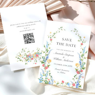 Watercolor Meadow Wildflower Bohemian Wedding Save The Date