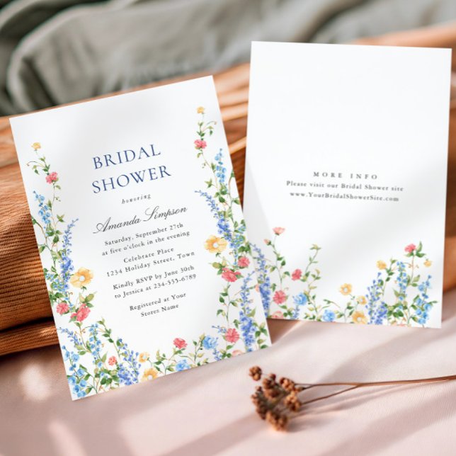 Watercolor Meadow Wildflower Boho Bridal Shower Invitation (Creator Uploaded)