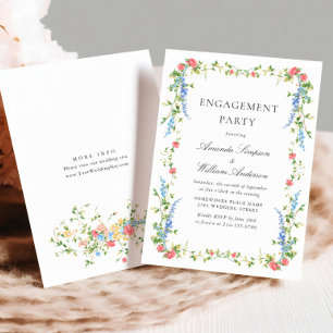 Watercolor Meadow Wildflower Boho ENGAGEMENT PARTY Invitation