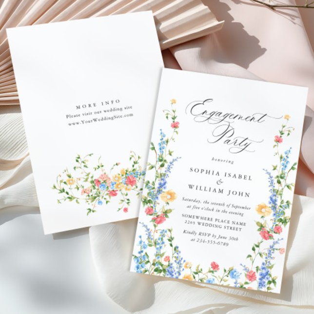 Watercolor Meadow Wildflower Boho ENGAGEMENT PARTY Invitation (Creator Uploaded)