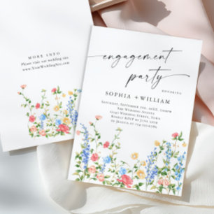 Watercolor Meadow Wildflower Boho Engagement Party Invitation