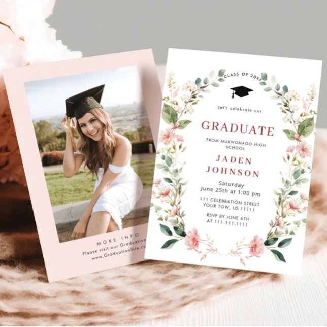 Watercolor Meadow Wildflower Boho Graduation Party Invitation (Creator Uploaded)