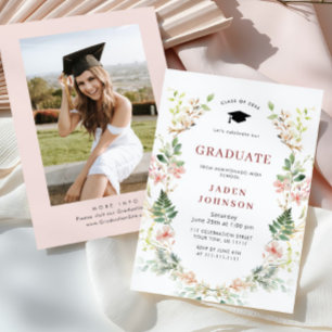 Watercolor Meadow Wildflower Boho Graduation Party Invitation
