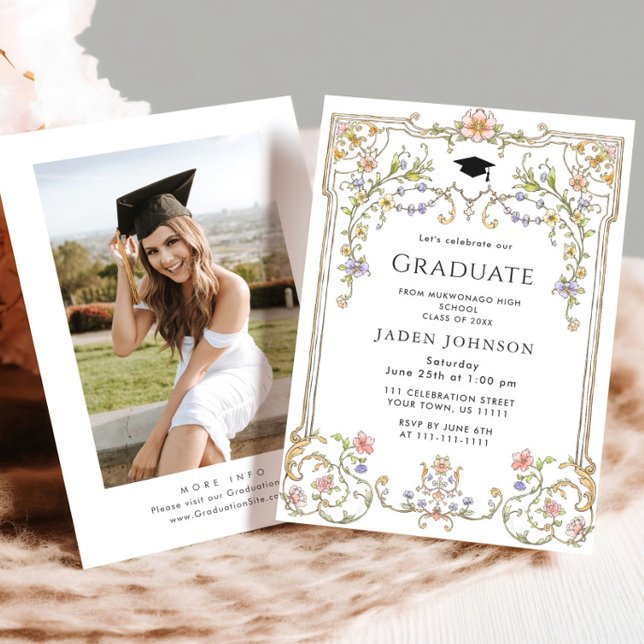 Watercolor Meadow Wildflower Boho Graduation Party Invitation (Creator Uploaded)