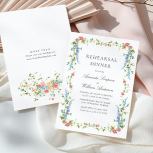 Watercolor Meadow Wildflower Boho Rehearsal Dinner Invitation