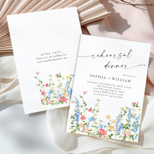 Watercolor Meadow Wildflower Boho Rehearsal Dinner Invitation
