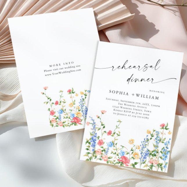 Watercolor Meadow Wildflower Boho Rehearsal Dinner Invitation (Creator Uploaded)