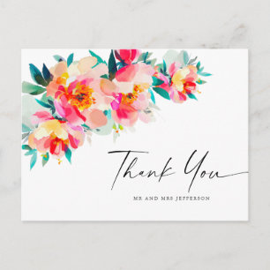 Watercolor Meadow Wildflower Boho Thank You Postcard