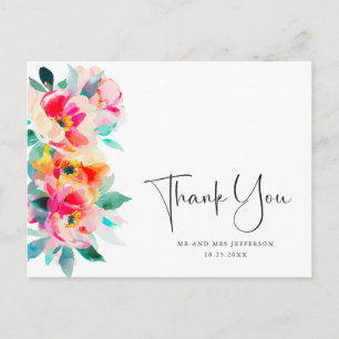 Watercolor Meadow Wildflower Boho Thank You Postcard