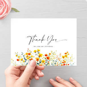 Watercolor Meadow Wildflower Boho Thank You Postcard
