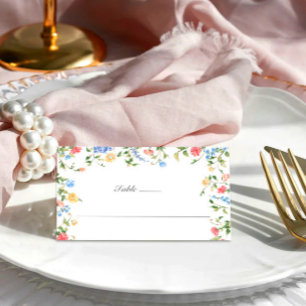 Watercolor Meadow Wildflower Boho Wedding Place Card