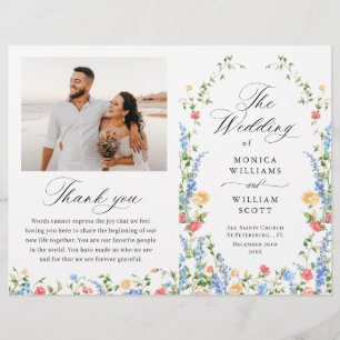 Watercolor Meadow Wildflower Boho Wedding Program
