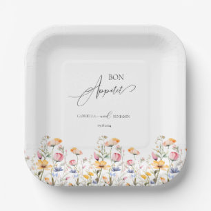 Watercolor Meadow Wildflower Classic Wedding Paper Plate