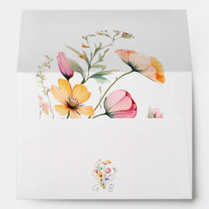 Watercolor Meadow Wildflower Floral Wedding Envelope