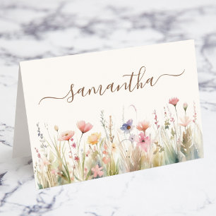 Watercolor Meadow Wildflower Individual Place Card