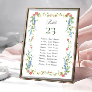 Watercolor Meadow Wildflower Seating Chart Card