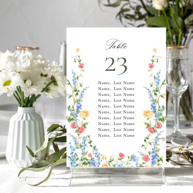 Watercolor Meadow Wildflower Seating Chart Card (Creator Uploaded)