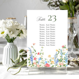 Watercolor Meadow Wildflower Seating Chart Card