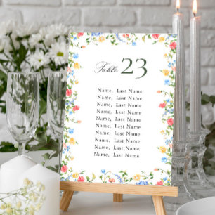 Watercolor Meadow Wildflower Seating Chart Card