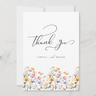 Watercolor Meadow Wildflower Wedding Thank You Car