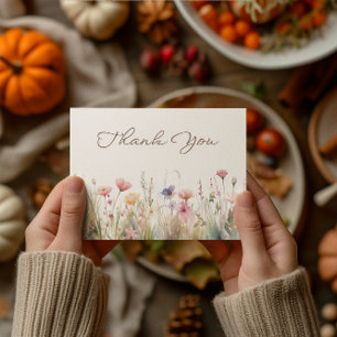 Watercolor Meadow Wildflowers Bridal Shower Thank You Card