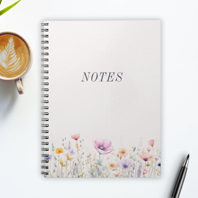 Watercolor Meadow Wildflowers Notes Minimalist Notebook (Creator Uploaded)