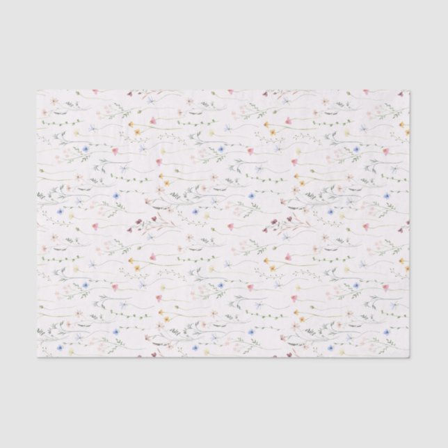 watercolor meadow, wildflowers soft pink  tissue paper (Front)