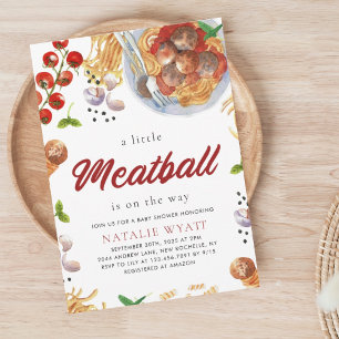 Watercolor Meatball Italian Baby Shower  Invitation