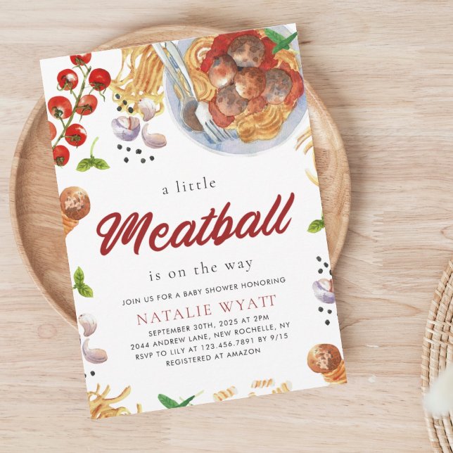 Watercolor Meatball Italian Baby Shower  Invitation (Creator Uploaded)
