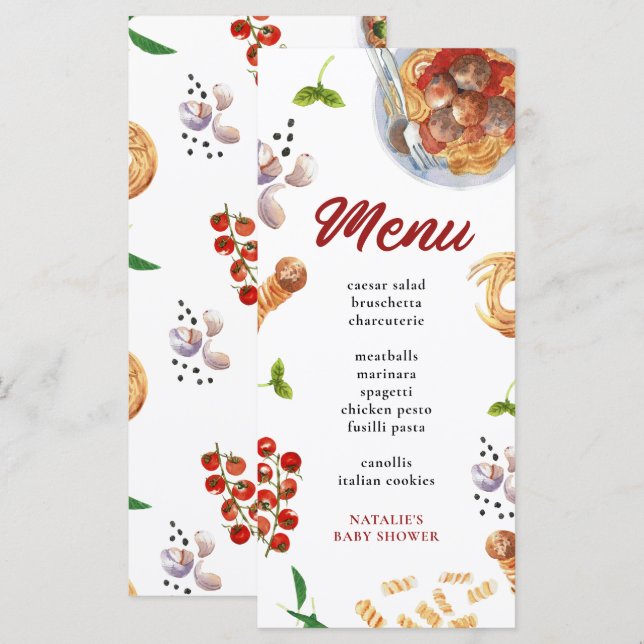 Watercolor Meatball Italian Menu (Front/Back)