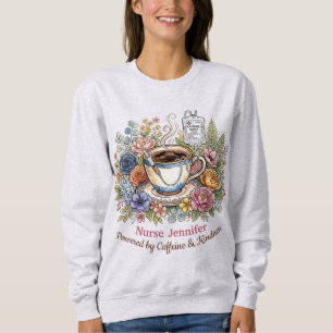 Watercolor Medical Coffee Floral Personalised Name Sweatshirt