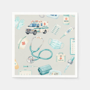 Watercolor Medical Doctor Nurse Party Napkin