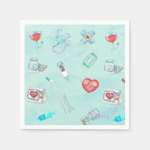 Watercolor Medical Doctor Nurse Themed  Napkin
