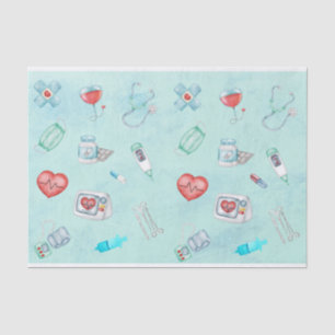 Watercolor Medical Doctor Nurse Themed  Tissue Paper