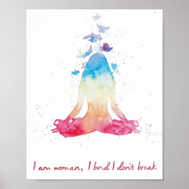 Watercolor Meditation Yoga Lotus Pose Chakra color Poster (Front)
