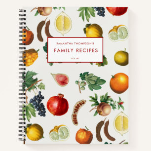 Watercolor Mediterranean Fruit Pattern Recipe Notebook