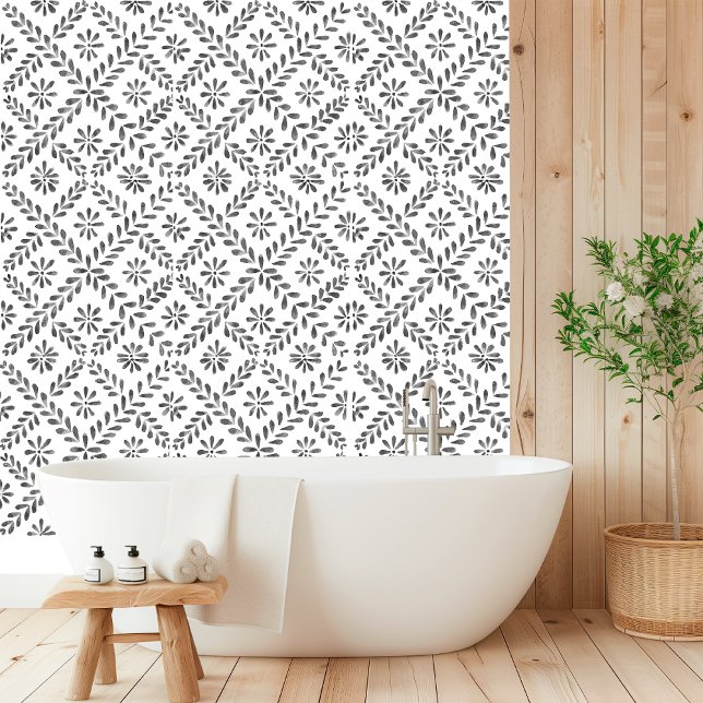 Watercolor Mediterranean Grey Tile Wallpaper (Creator Uploaded)