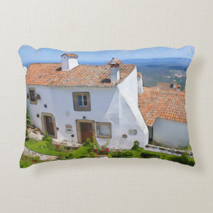 Watercolor Mediterranean house Decorative Cushion
