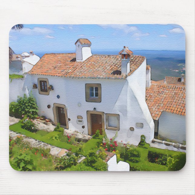 Watercolor Mediterranean house Mouse Mat (Front)