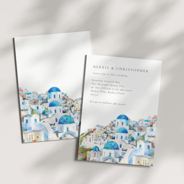 Watercolor Mediterranean Landscape Wedding Invitation (Creator Uploaded)