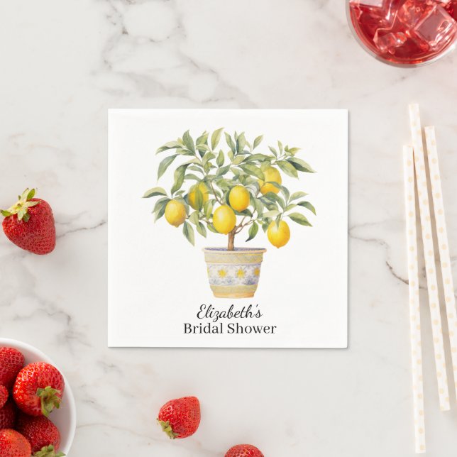 Watercolor Mediterranean Lemon  Napkin (Insitu)