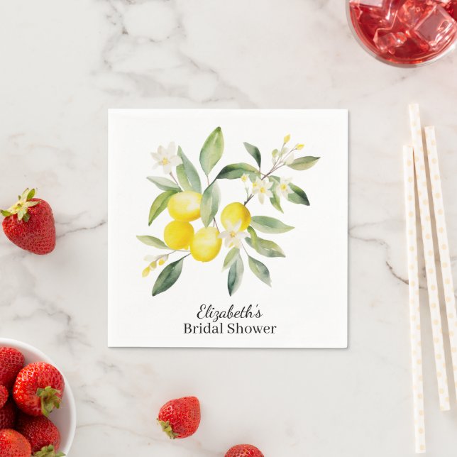 Watercolor Mediterranean Lemon  Napkin (Insitu)