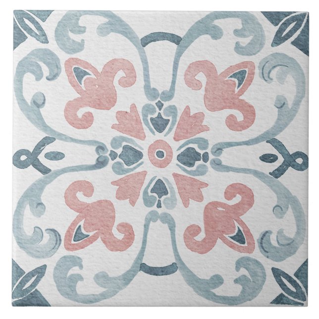 Watercolor Mediterranean Tile  (Front)
