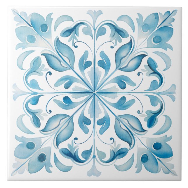 Watercolor Mediterranean  Tile (Front)