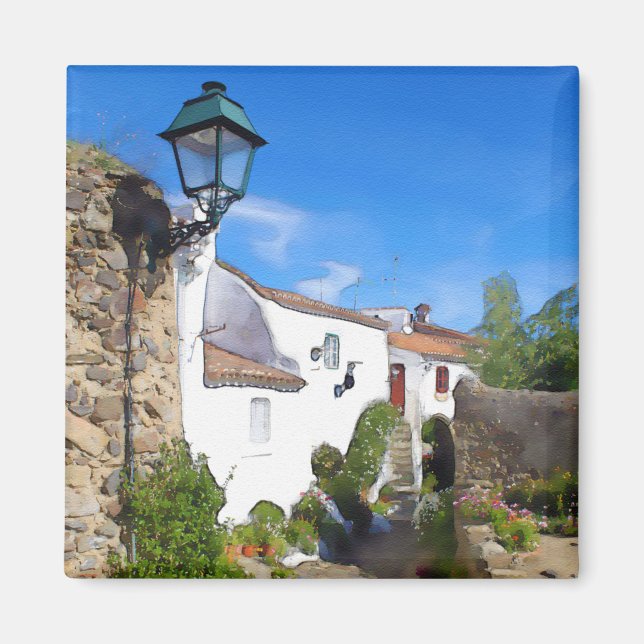 Watercolor Mediterranean village Magnet (Front)